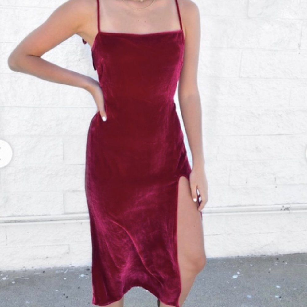 Reformation Red Velvet Ariana Dress